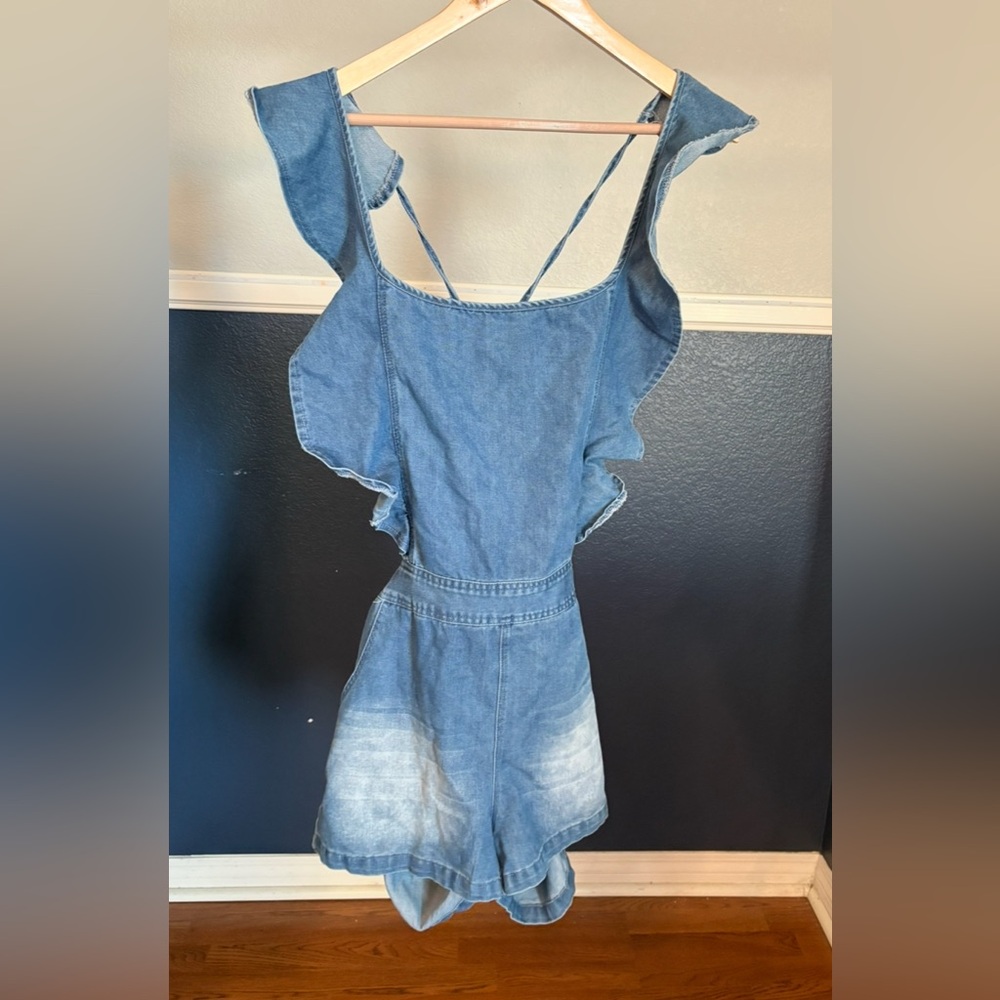 Blue Denim Ruffle Dress
